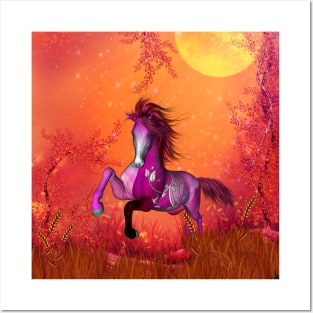 Wonderful fantasy horse in a autumn landscape Posters and Art